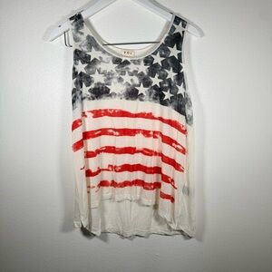 POL American Flag Tank Top Stars Stripes Patriotic Boho USA Women Medium